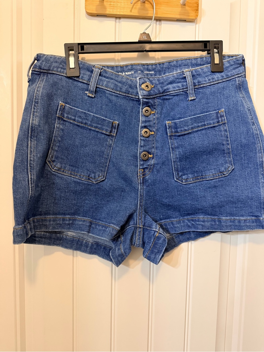 Old Navy Blue High-Rise Button-Front Denim Shorts